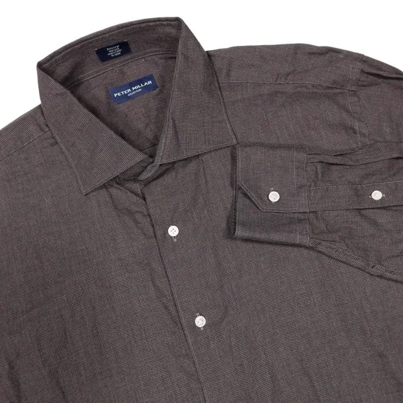 PETER MILLAR Collection Men's XL Gray Cotton Long Sleeve Button Down Shirt