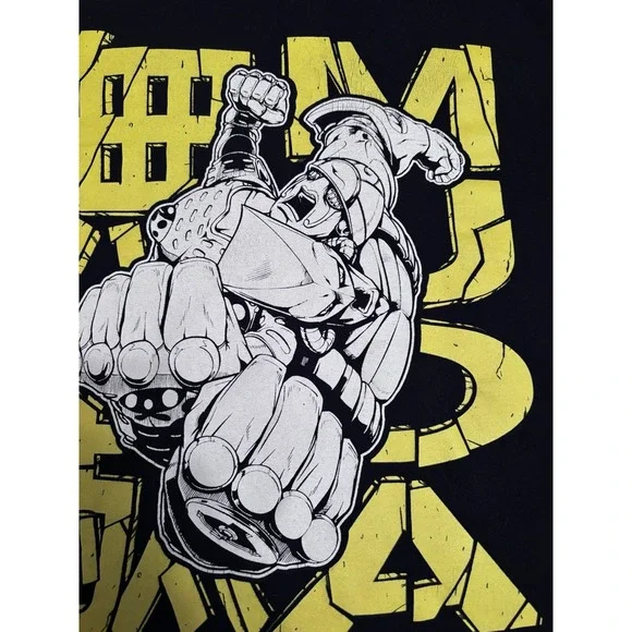 Golden World Shark Robot‎ Shirt Black Yellow Sz M short sleeves