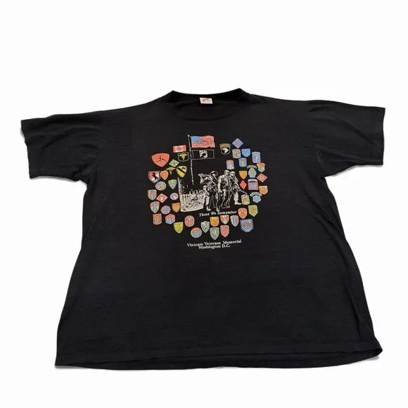 Jerzees Vintage T-Shirt‎ POW MIA Veteran Washington Memorial Black Men's 2XL