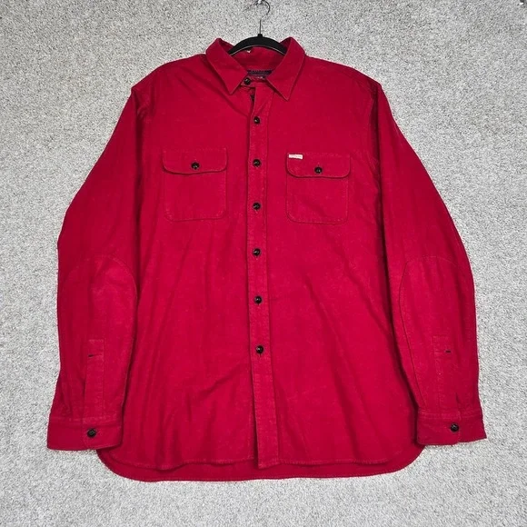 Polo Ralph Lauren flannel Shirt Mens Large Red Chamois Classic Fit‎ Long Sleeve