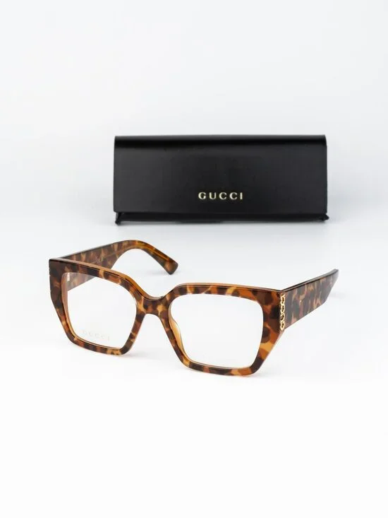 Gucci Women Eyeglasses Havana Square GG2042O 004 NEW AUTHENTIC