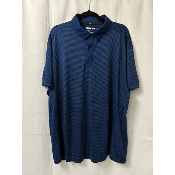 msx polo golf shirt size 2xl‎ polyester striped blue