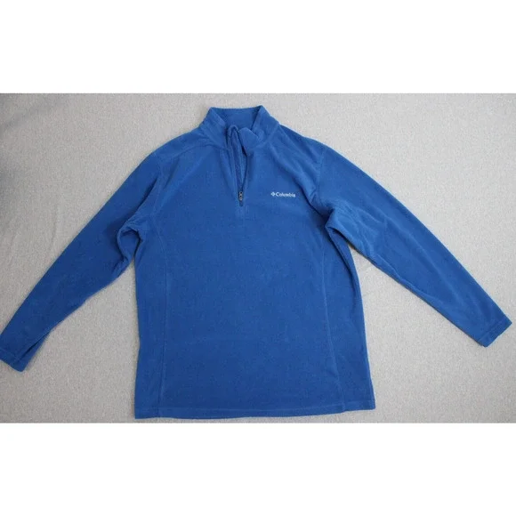 Columbia Sweater Mens Medium Blue Fleece 1/4 Zip Mock Neck