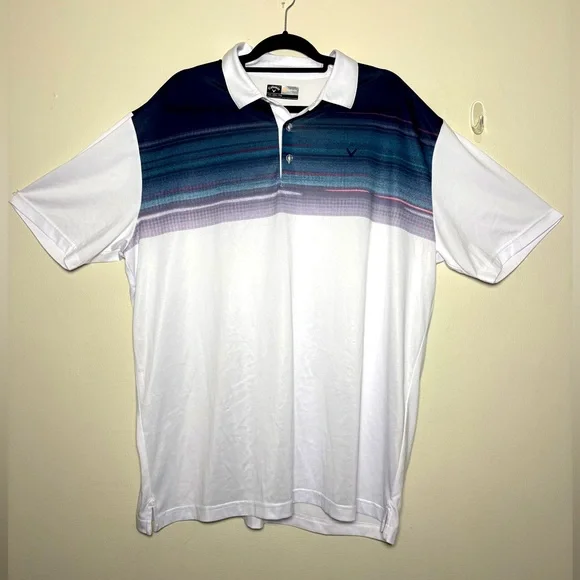 Callaway Opti-Dri Men's White and Blue Gradient Golf Polo Size XXL
