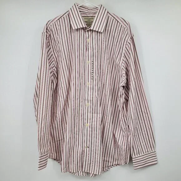 NWT Banana Republic Purple and Pink Striped Collared Dress Shirt‎ Size XL