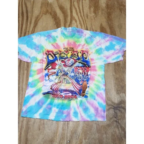 Grateful Dead 2004 Wave That Flag Tour Band Shirt Tie Dye Adult XL @GQ <>