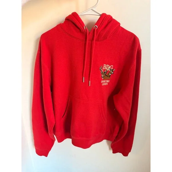 Urban‎ outfitters red BDG Bonfire Embroidered Graphic Cropped Hoodie Sweatshirt