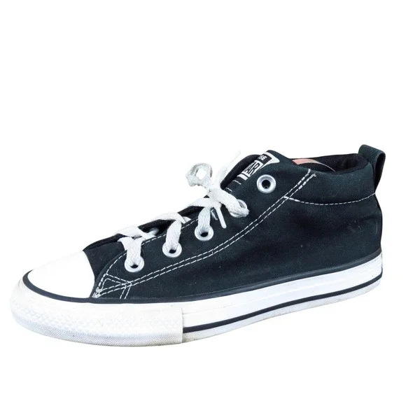 Converse Chuck Taylor All Star Street Mid Kids Sneakers‎ Size 3 Black Canvas
