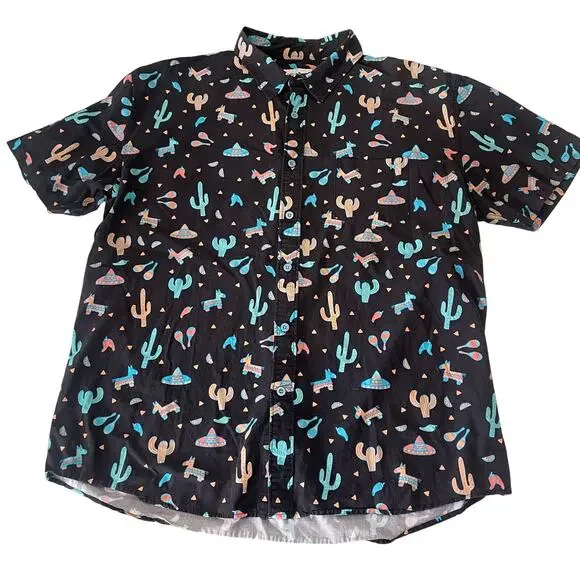 Tipsy Elves‎ Mens Midnight Fiesta Hawaiian Shirt Festive XXL