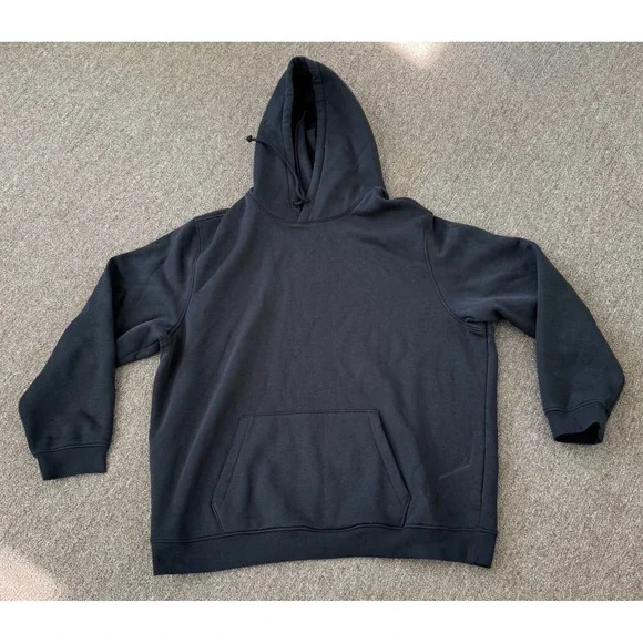 Skims Mens Fleece Hoodie Onyx Black Pullover Sweatshirt XL TP-PLO-9011M