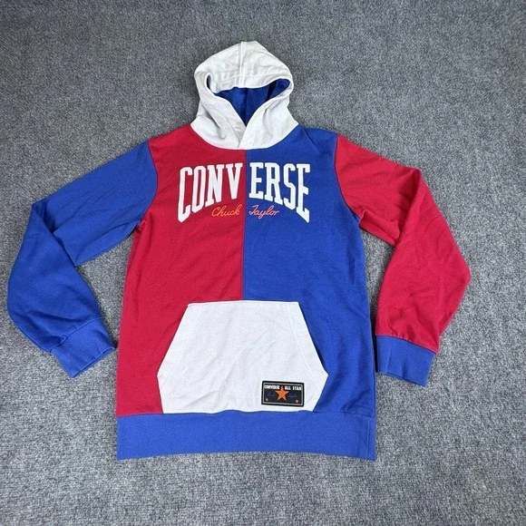 Converse Chuck Taylor Pullover Hoodie Boys XL‎ Red Blue Colorblock Streetwear