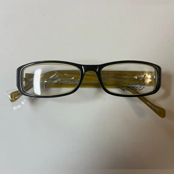 DaVinci Black and Gold sparkle side Eyewear frames