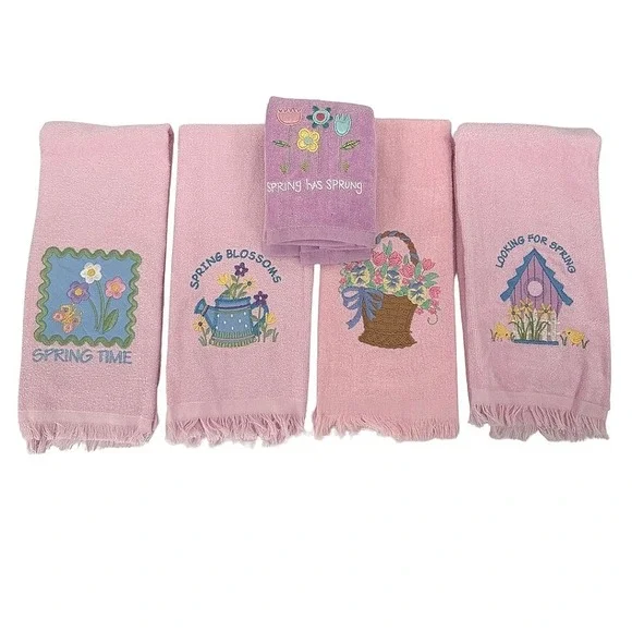 Sonoma Hand Towels Spring Floral Embroidered Set 5 Easter Cottage core