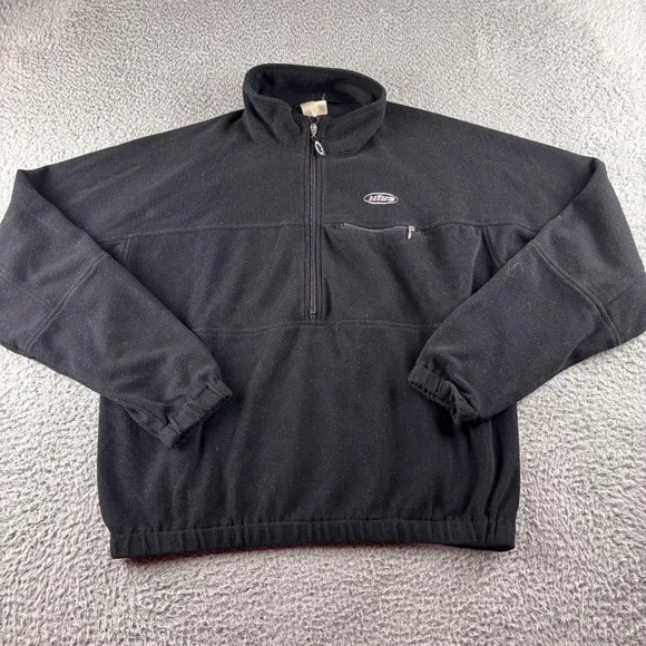 Vintage Hind Fleece Pullover Jacket 1/2 Zip Mens Medium Black Made USA