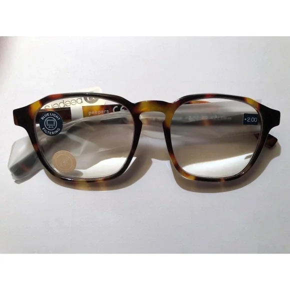 NEW Off the Grid Tortoise PEEPERS BLUE LIGHT FILTERING Readers +2.00