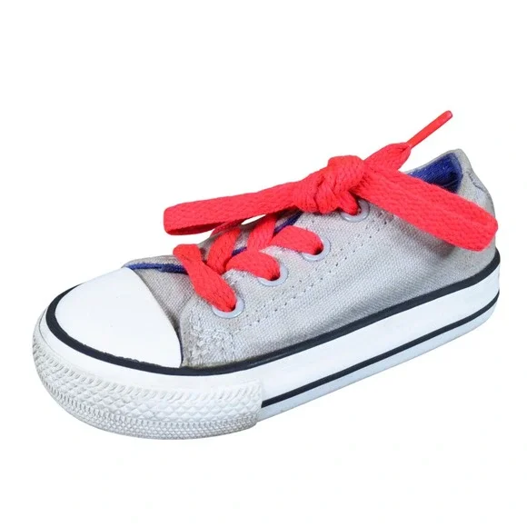 Converse Chuck Taylor All Star Toddler Low Top Sneaker Size 6 Casual Gray Red