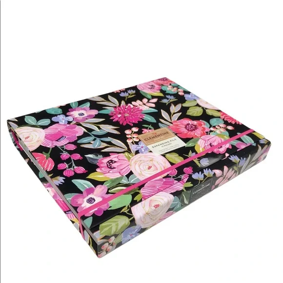 Clementine Paper Floral Accordion File Holder (901087), Multi/Black