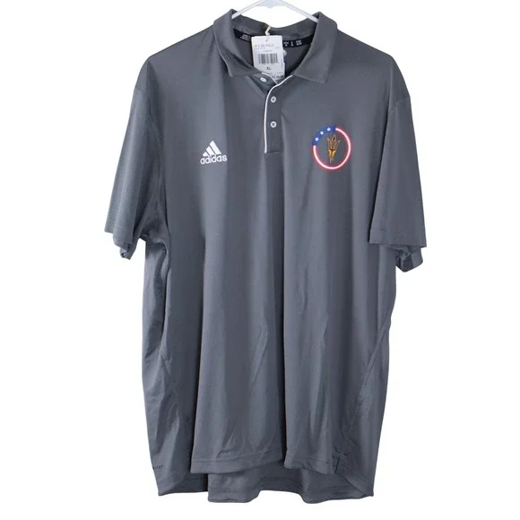 Adidas Mens Arizona State Sun Devils ASU Polo Shirt Grey XL New IW2312