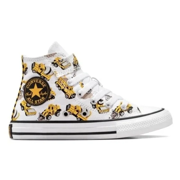 Converse CTAS High Tops Yellow Construction Trucks Designs Kids NEW‎ Size 2