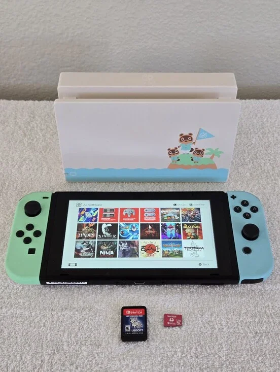 Nintendo Switch Animal Crossing HAC-001(-01) W/Just Dance 2022 & 128GB SD Card