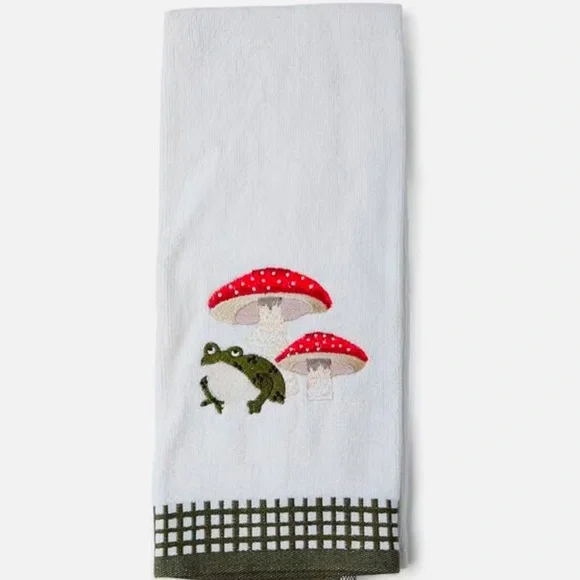 Spring Velour Mushroom With Green Frog Towel by Place & Time, NWT