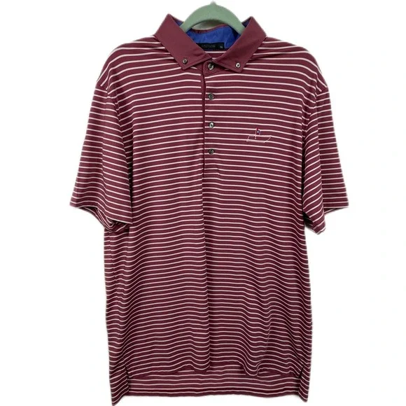 Greyson Men's XL Golf Polo –‎ Burgundy & White, Performance Fit, On-Course Style