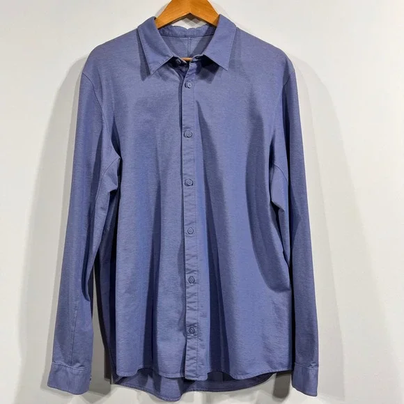 Lululemon Commission Mens Long Sleeve Button Down Shirt XL Blue‎ Career Office