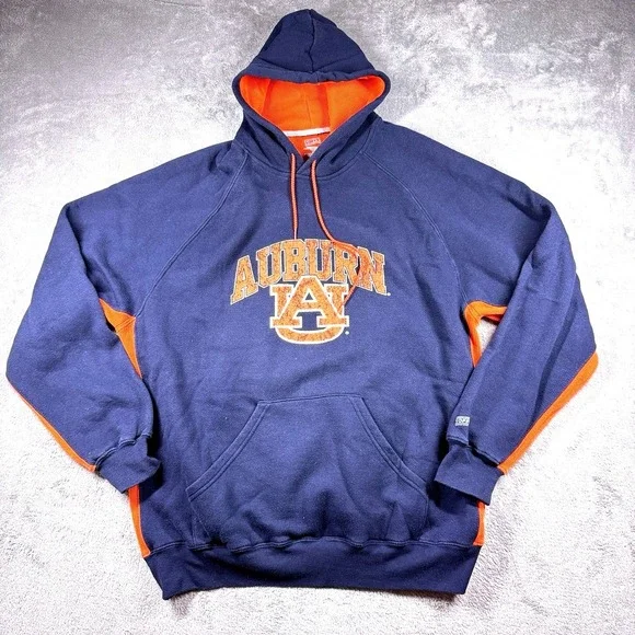 Vintage Auburn Tigers 90s Y2K Hoodie Blue Orange‎ 2XL NCAA Soffe