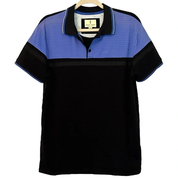 Scott James Men’s‎ Short Sleeve Black and Blue Polo Shirt Sz L