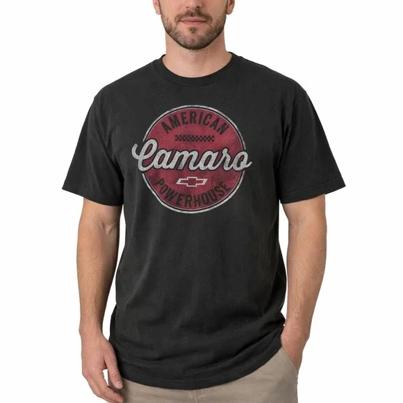 GM Chevrolet Camaro Graphic Tee Shirt Men L Large Black American Powerhouse Tee‎