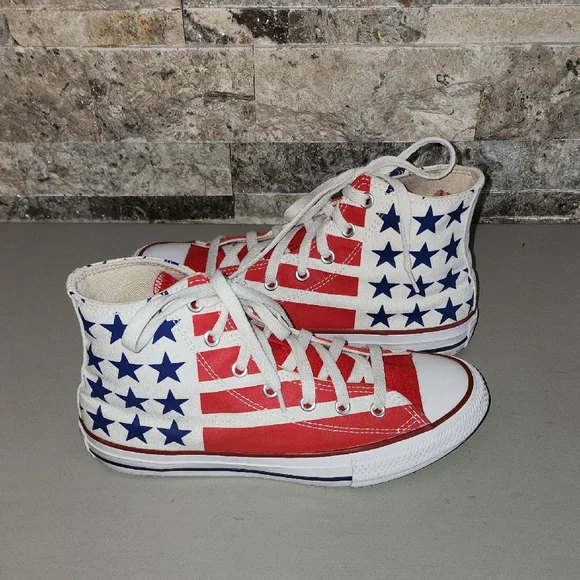 Converse All Star Red White and Blue Star High-Top Sneakers