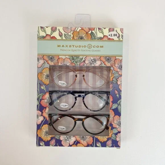 MaxStudio.com +2.00 Reading Glasses Brown Navy Blush