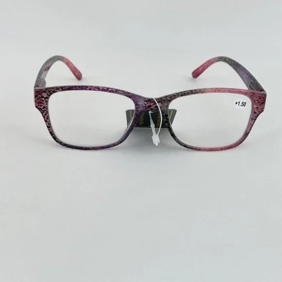 Bevi +1.50 Red & Purple Cheetah Square Reading Glasses