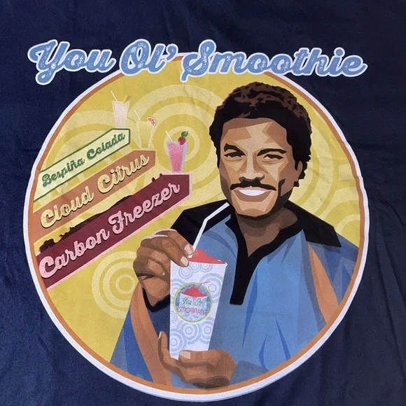 Star Wars Blue T-Shirt “you ol’ smoothie” Landonis Balthazar Calrissian Sz XL