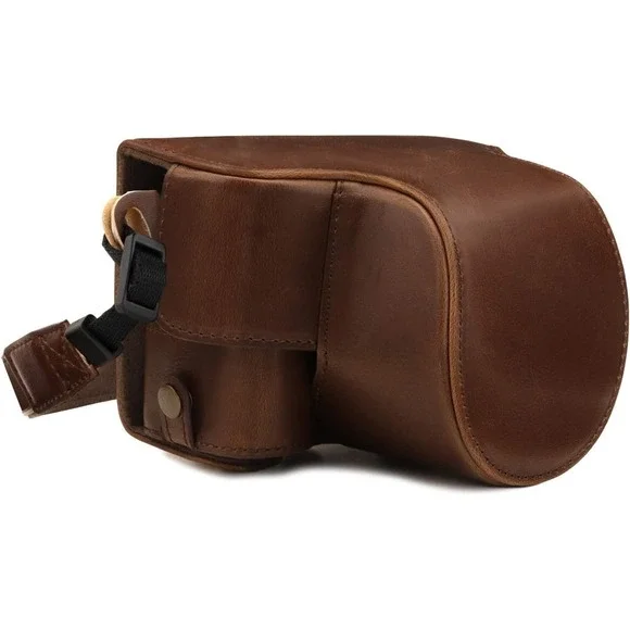 MegaGear MG1751 Case for Canon M6 Mark II with 15-45mm Lens Dark Brown Leather