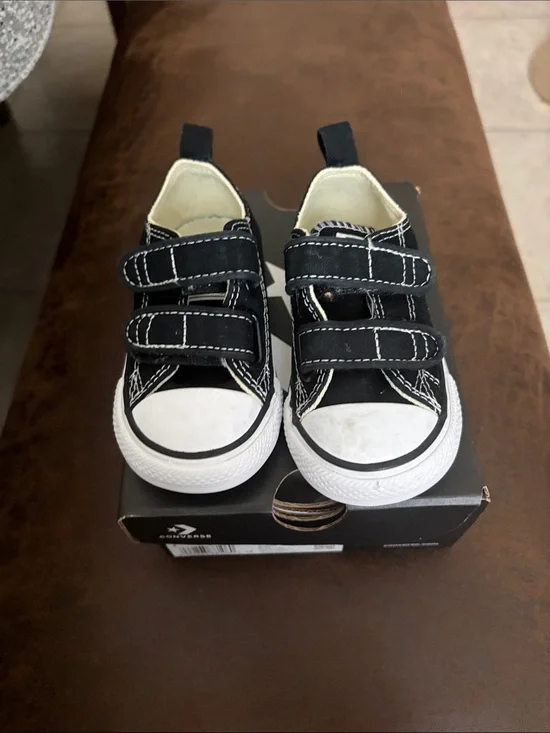 Converse Kids Black and White Velcro Sneakers