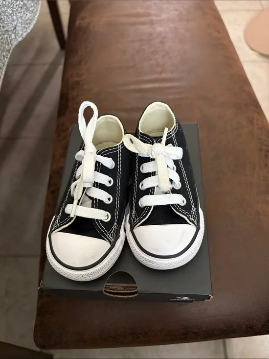 Converse Kids Black & White Low Top Sneakers