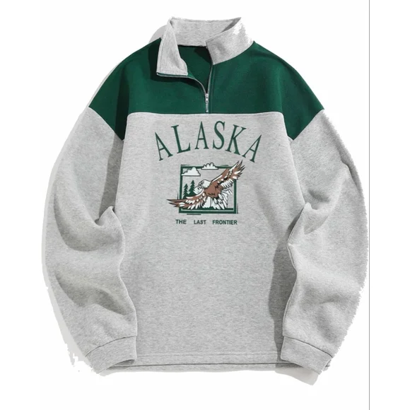 NEW ZAFUL Men's Embroidered Alaska 1/4 Zip Fleece Pullover Sweatshirt 2X
