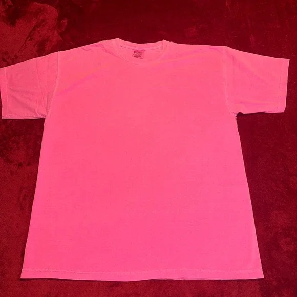 Comfort Colors Neon Pink Blank T-Shirt Mens XL Garment Dye Ringspun Cotton Tee