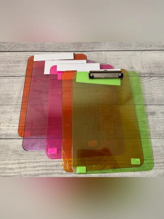 Translucent Colored Acrylic Clipboard - Green, Orange, Pink Assorted