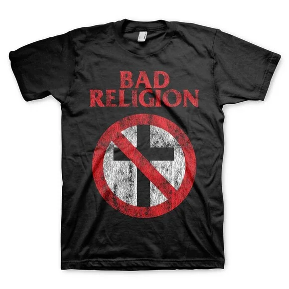 Bad Religion Men's Distressed Cross Buster T-Shirt Black Size Small