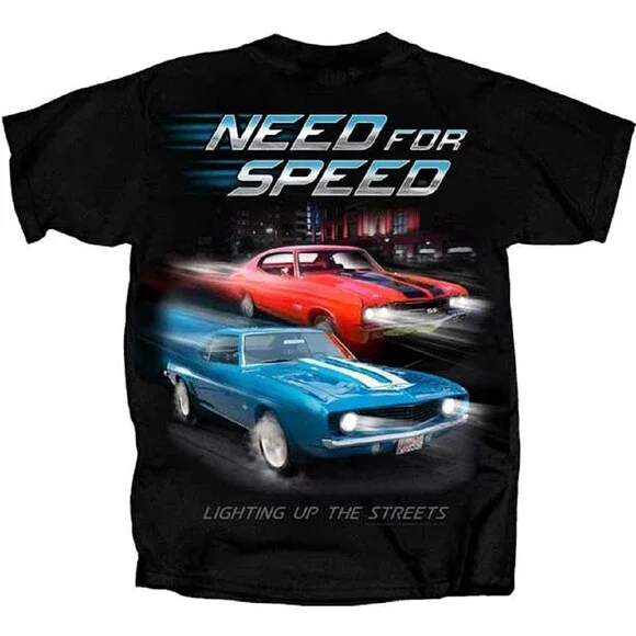 Chevy Chevrolet Need for Speed 69 Camaro 70 Chevelle Muscle Cars T Shirt CVLUS-B