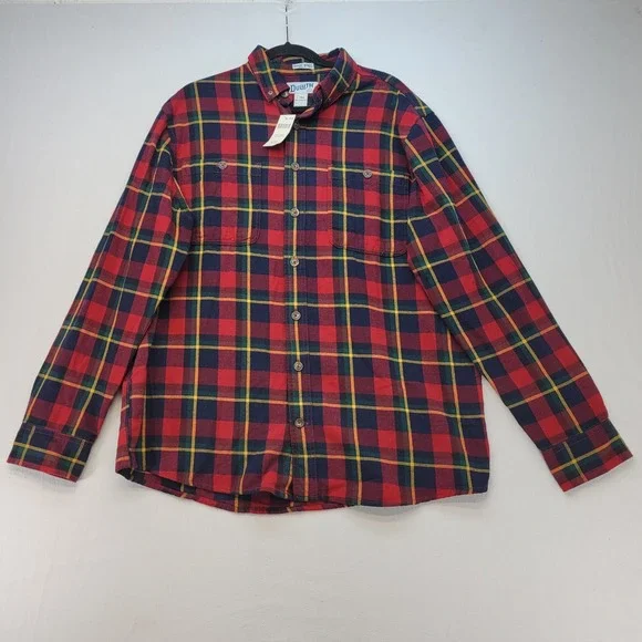 Duluth Free Swingin Flannel Shirt Mens Large Tall Red Plaid Untucked Relaxed Fit