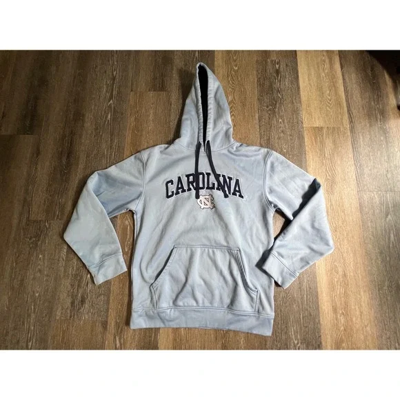 Majestic UNC Hoodie Mens Medium Blue Excellent Carolina Tar Heels Sweatshirt