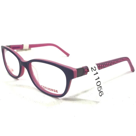 Converse Kids Eyeglasses Frames K022 PURPLE Pink Rubberized Cat Eye 49-15-120