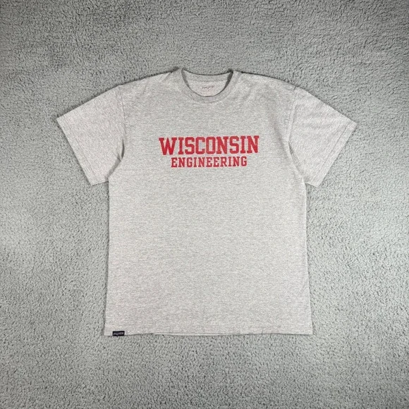 University of Wisconsin Engineering T-Shirt Size Large Badgers Collegiate Gray
