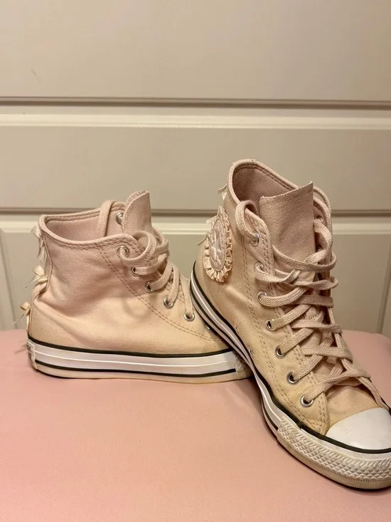 Converse Blush Pink Ruffles & Bows High-Top Canvas Sneakers