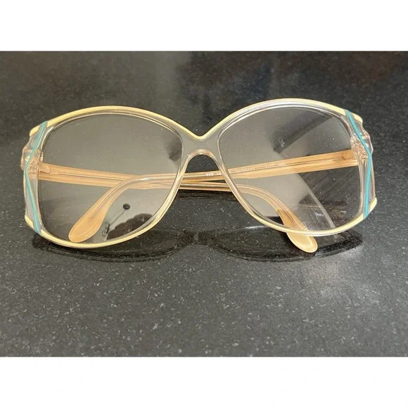Metzler Vintage Sunglasses 1970's Germany Oversized‎ Turquoise Accents