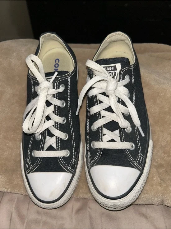 Converse Kids Low Top Sneakers - Black with White Trim
