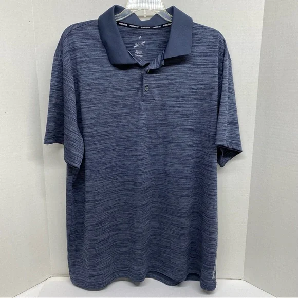 Head Tennis Polo Men's Size XL Blue Short Sleeve Collared Knit with Gray Logo